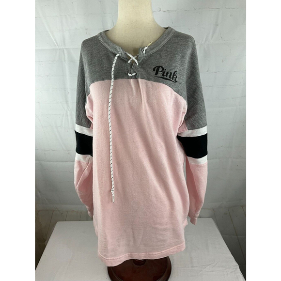 Victoria's Secret Tops - Women’s PINK Victoria’s Secret Pullover Sweatshirt Size Small Lace Up Drawstring